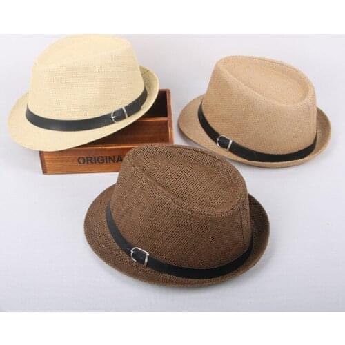 Mens Hat Woven Straw Sunshade Hat Casual Hat Belt Buckle Beach Hat Straw Sun White Wedding Black Belt Women Fedoras Cap