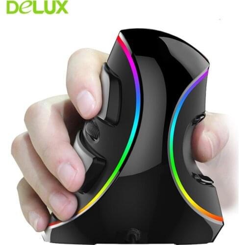 Delux Vertical Wired RGB Mouse Gamer LED Backlit Ergonomic Gaming Mouse For Laptop PC