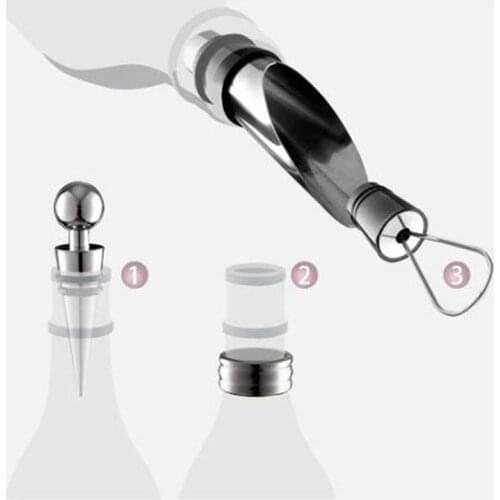 Wine Opener Kit Set Including 5 Pcs Tool Stainless Steel Wine Opener Kit Pourer Wine Ring Wine Decanter Bottle Opener Cutter