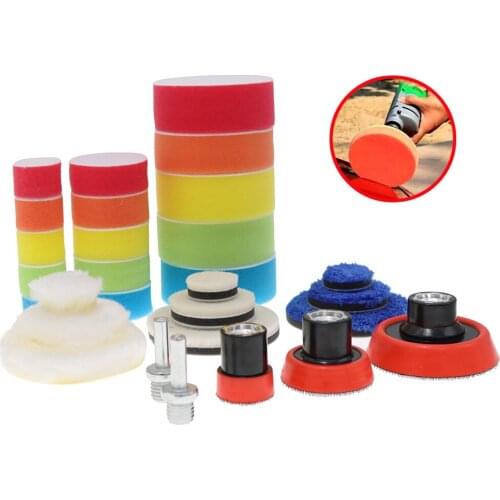 Car detail polishing sponge disc 29-piece set 1.2/2/3 inch M14 sponge wheel wool polishing pad waxing disc waxing pad