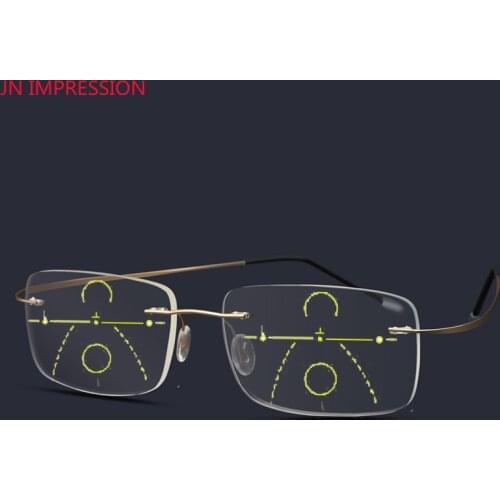 Titanium Computer Reader Progressive Multi Focal Lens Men Women Reading Glasses Bifocal Hyperopia Presbyopia Eyeglasses