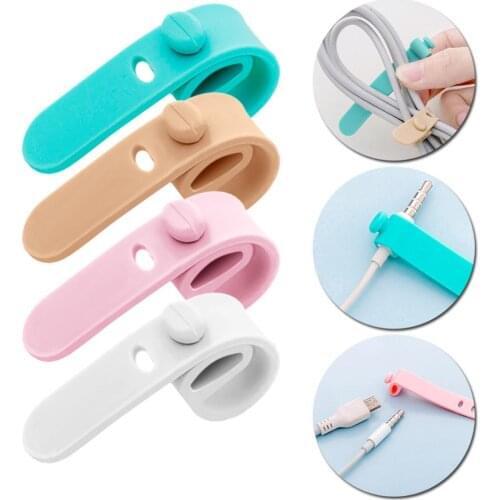 Solid Color Cable Winder Organizer Desk Set Wire Data Line Holder Line Fixer Winder Wrap Cord Desk Accessories Stationary 4/8pcs