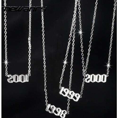 Mewanry 925 Sterling Silver Necklace for Women Number Year Fashion Creative Design Holiday Party Jewelry Birthday Gift Wholesale