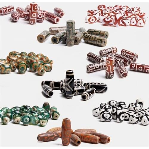 5pcs tibetan dzi eyes bead pendant charm natural Vintage Green orange agates Stone Bead Accessories for jewelry making wholesale