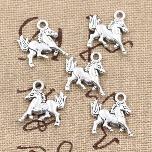 20pcs Charms Steed Horse 19x15mm Antique Bronze Silver Color Plated Pendants Making DIY Handmade Tibetan Bronze Finding Jewelry
