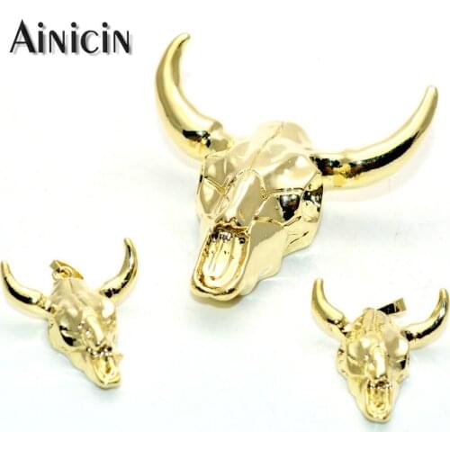 Gold Plating Ox-head Pendants Tauren Cow Head Shape Fashion Jewelry Earrings Making Findings