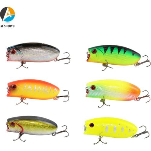 AI-SHOUYU 2pcs New Popper Fishing Lures 55mm/10g Topwater Popper Bait Bass Pesca Wobblers Crankbait Fishing Tackle