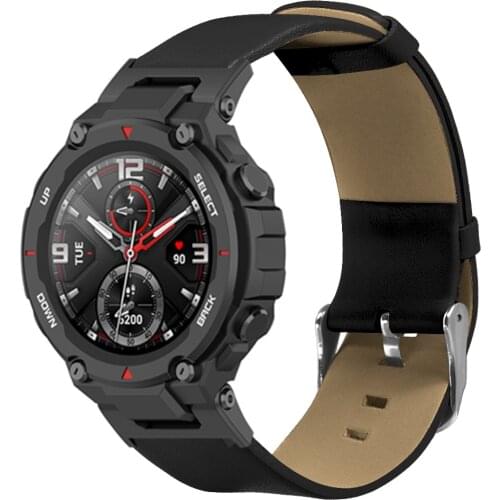 Fashion Genuine Leather Watch Band Strap for Xiaomi Amazfit T-rex / Pro Strap Replacement Leather Wrist Band Bracelet Watchband