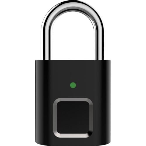 Fingerprint Password Padlock USB Rechargeable Thumbprint Lock Mini Lock Support USB Charging For Gym Sports School Black