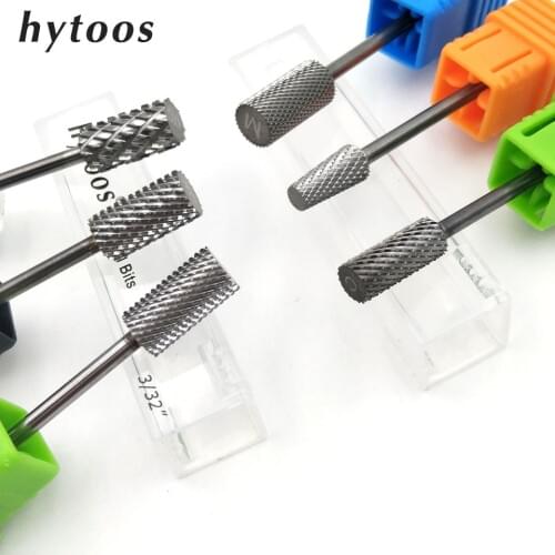 HYTOOS Tungsten Carbide Barrel Nail Drill Bit 3/32" High Quality Rotary Milling Cutter Manicure Bits Drill Accessories Nail Tool