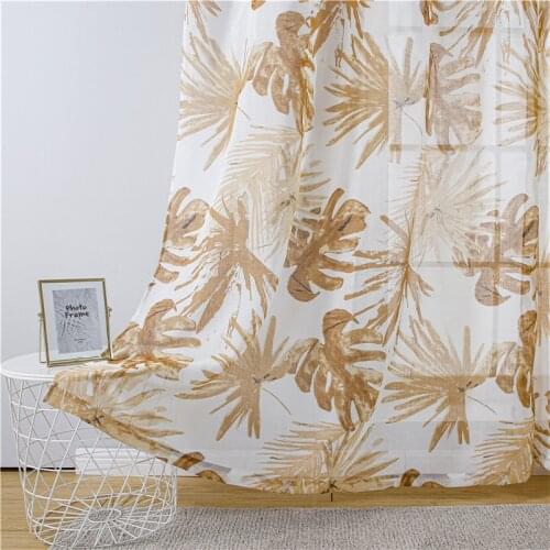 YokiSTG Green Leaves Voile Tulle Curtains For Living Room Bedroom Sheer Curtains Blinds Kitchen Window Treatments Panel Drapes