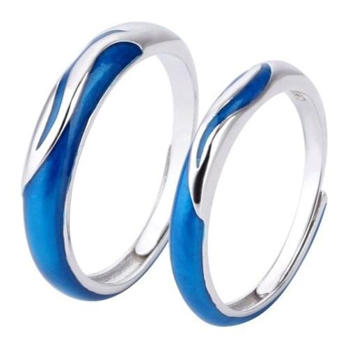 Uloveido sterling silver 925 ring open ring fashion simple couple ring one water couple ring can be customized SALRH69