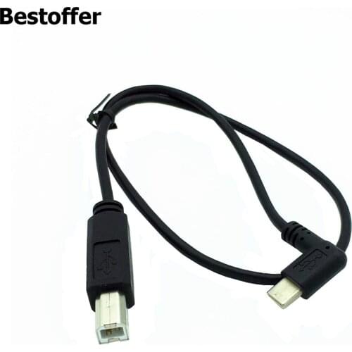 USB Type C 3.1 Male Right Angle to USB 2.0 B Male Cable for Printer Scanner 50cm