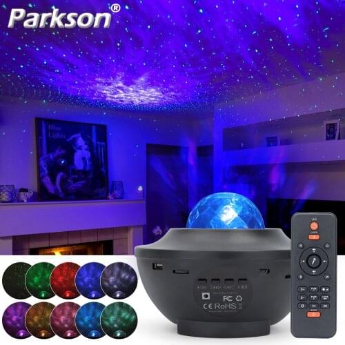 USB Star LED Night Light RGB Music Starry Water Wave Bluetooth Speaker LED Galaxy Projector Light Room Decor For Home Childrens