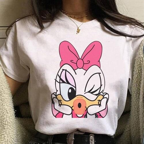 Disney 90s Women T Shirt Q Version Daisy kiss Printed Loose Tshirt Female Aesthetic Arrivals Leisucre Tumblr Mujer Clothing