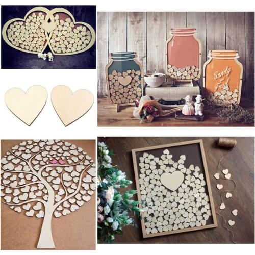 100Pcs Wooden Love Heart Shape Embellishment Plaques Wedding Craft 20/30/40mm Wedding decoration accessories