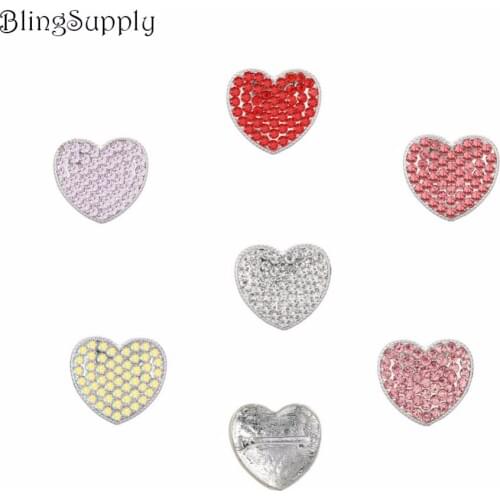 19X17mm heart rhinestone button with 3/8"slider 50PCS for Valentine Day (BTN-5412)