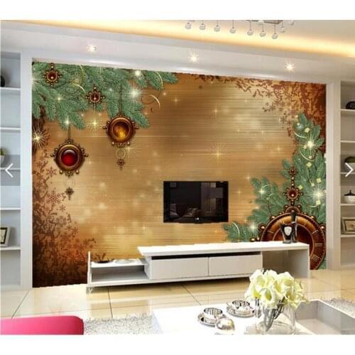 Custom 3D murals,Holidays Christmas Clock Branches papel de parede,hotel coffee shop living room sofa TV wall bedroom wallpaper
