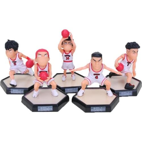 5pcs SLAM DUNK Figures Hanamichi Sakuragi Rukawa Kaede Akagi Takenori Miyagi Ryota Shohoku PVC Model Toy Car Decoration Ornament