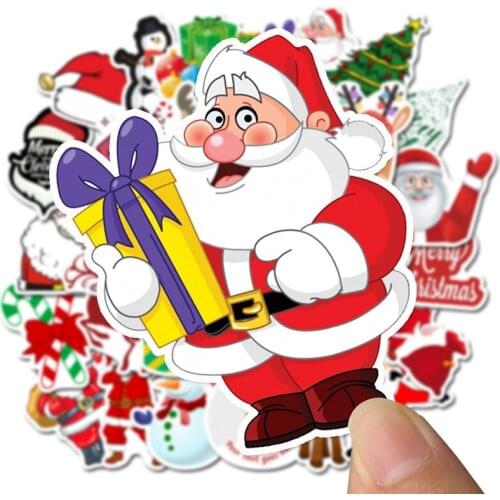 50PCS Merry Christmas Sticker Santa Claus Snowman Decorative Stickers For Case Suitcase Luggage Guitar Laptop Children Toys F4