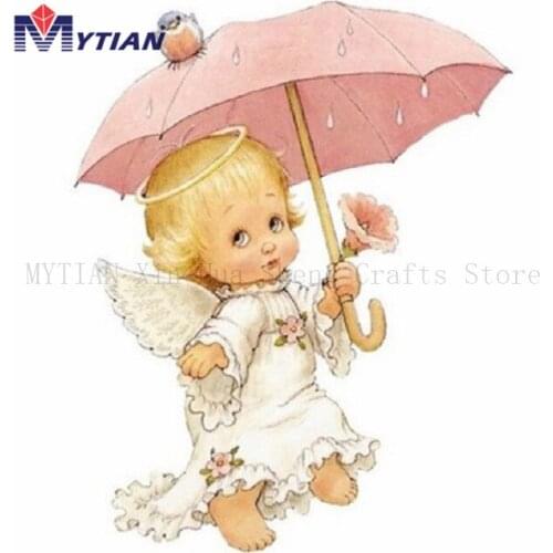 5D DIY Diamond Painting Little Angel With Umbrella Diamond Embroidery Cross Stitch Wall Sticker Full Drill Paint Home Decoration