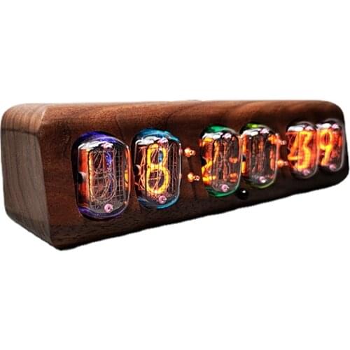 In12 Nixie Tube Clock Desk Clock LED RGB Silent Mobile Phone Bluetooth Control Wood Table Digital Watch Desk Clock Gift Ideas