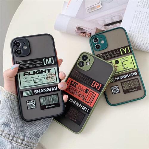 Luxury Air Ticket Boarding Pass Label Plating Phone Case For iPhone 11 12Pro X XR XS Max 7 8 Plus Soft Transparent Protect Cover
