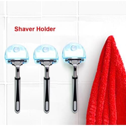 Shaver Toothbrush Holder Washroom Wall Sucker Suction Cup Hook Razor Bathroom Plastic Blue Grey Shaver Holder