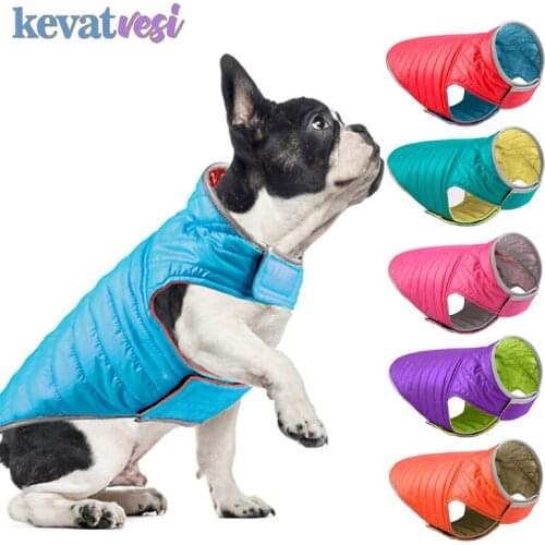 Reversible Pet Dog Clothes Windproof Dog Down Jacket Reflective Dog Clothes for Large Dogs Winter Chihuahua French Bulldog Vest