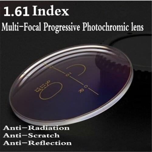 Index 1.61 Photochromic Grey Brown Lens for Progressive Multi-focal Glasses Super Thin See Near Far Myopia Reading Eyeglasses