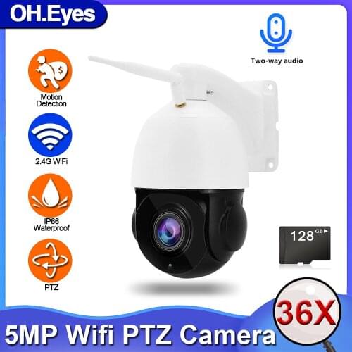 5MP Wifi PTZ Camera 38x Zoom Wireless IP Camera Outdoor Two-Way Audio Day&Night Vision Alarm IP Security CCTV Camera ONVIF