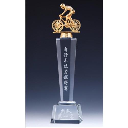 Custom creative trophy cycling crystal trophy institutions award gifts souvenir free lettering custom production