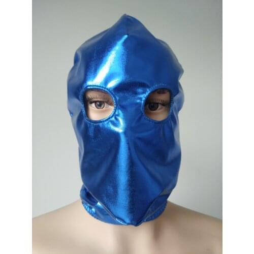 Adult unisex Zentai Costumes Party Accessories Halloween Masks Cosplay Costumes Shiny Metallic Mask open eyes