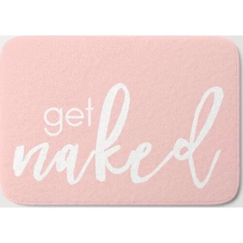 HOT Bathroom Rugs Bathroom Decor Get Naked White on Llight Pink Bath Mat Flannel Absorbent Non Slip Doormat for Entrance Door