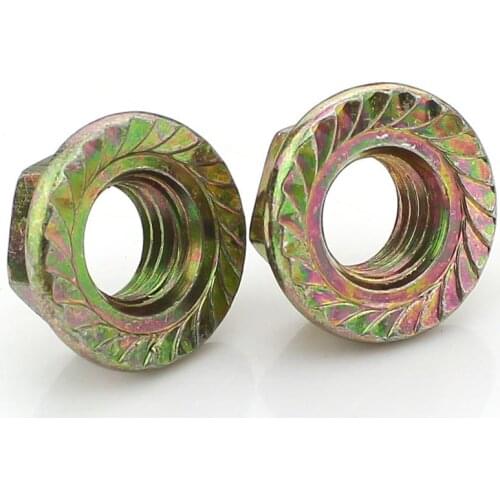 M3 M4 M5 M6 M8 M10 M12 Color Zinc Hexagonal Flange Nut / Flower Nut / Anti-skid Anti-loose