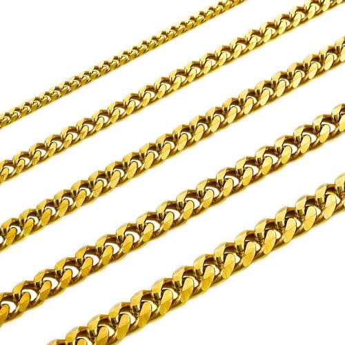 Fashion Mens Chain 3.5/5/6/7/8mm Stainless Steel Cuban Gold Chain Necklace Waterproof Women Link Punk Chain Gift Jewelry
