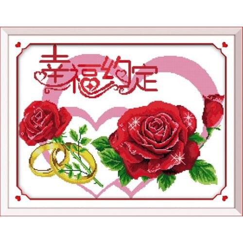 Romantic promise cross stitch kit flower 18ct 14ct 11ct count printed canvas stitching embroidery DIY handmade needlework