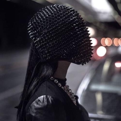 Nightclub GOGO party full crystal&rivet hood mask bar rave gogo costumes men and women burning man festival costume