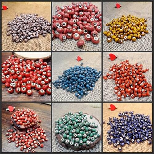 New arrival 6mm 50pcs Flower Glaze Ceramics Spacer Beads for DIY Jewelry Accessories