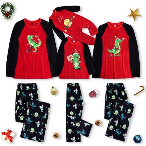 Family Matching Clothes Fashion Dinosaur Print Adult Family Look Women Kid Xmas Sleepwear Nightwear Family Christmas Pajamas Set