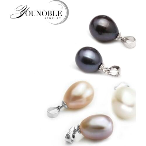 Freshwater Pearl Pendant 925 silver,9-10mm real natural pearl jewelry wholesale