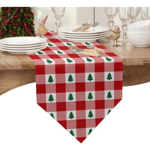 Christmas Tree Red Lattice Table Runners Wedding Decoration Table Cover Christmas Decorations for Home Table Cloth