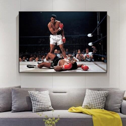 Sports Poster Muhammad Ali VS Sonny Liston Wall Canvas Art Canvas Painting Boy Room Sports Star Painting Decorative Painting