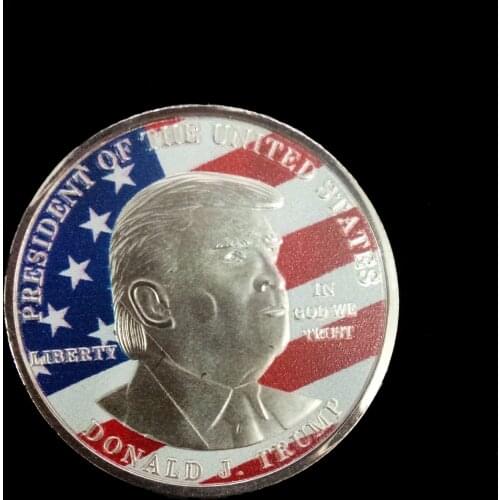 U.S. Presidential Trump Color Paint Commemorative Coin Gold Coins Silver Coins Challenge Coin Coins Collectibles #10