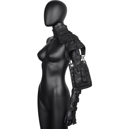 Norbinus Mens Armor Shoulder Bag Men Motorcycle Bags Steampunk PU Leather Costume Bag Gothic Women Moto&Biker Belt Packs Pouch