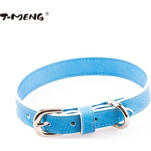 T-MENG Pet Products Genuine Leather Dog Collar For Small Large Dogs New Fashion Plaid Pattern Neck Strap Pet Collars For Animals