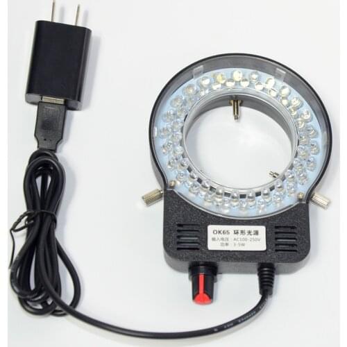 USB 52pcs White LED Bulbs Adjustable Lights Bright Lamps Biological Stereo Microscope Light Source Ring Lamp 3-5W AC100-240V