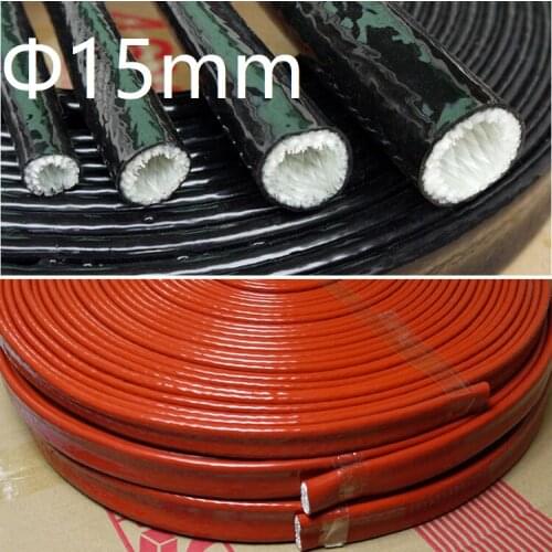 Thickening Fire Proof Tube ID 15mm Silicone Fiberglass Cable Sleeve High Temperature Oil Resistant Insulated Wire Protect Pipe
