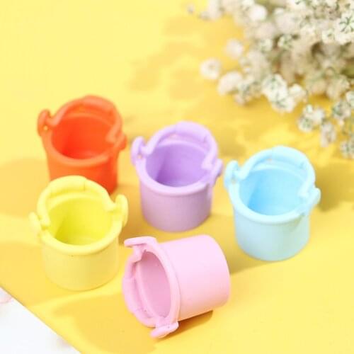 5Pcs Water Bucket 1:12 Fairy Home Kitchen Pretnd Play Game Dollhouse Miniature Colorful Bucket Classic Pretend Play Toys Gifts