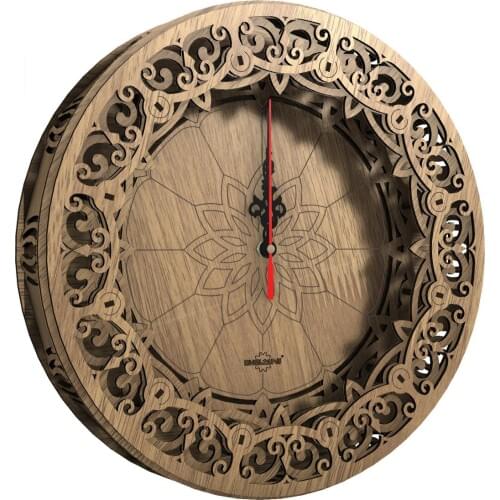 Vintage Round Wall Clock Home Decor Natural Wooden Wall Clocks Living Room Decoration Nice Gift for Relocation Water Lily Shape